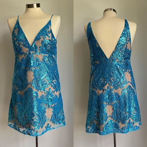 💯 FREE PEOPLE Night Shimmers Mini Dress - Picture 5 of 6